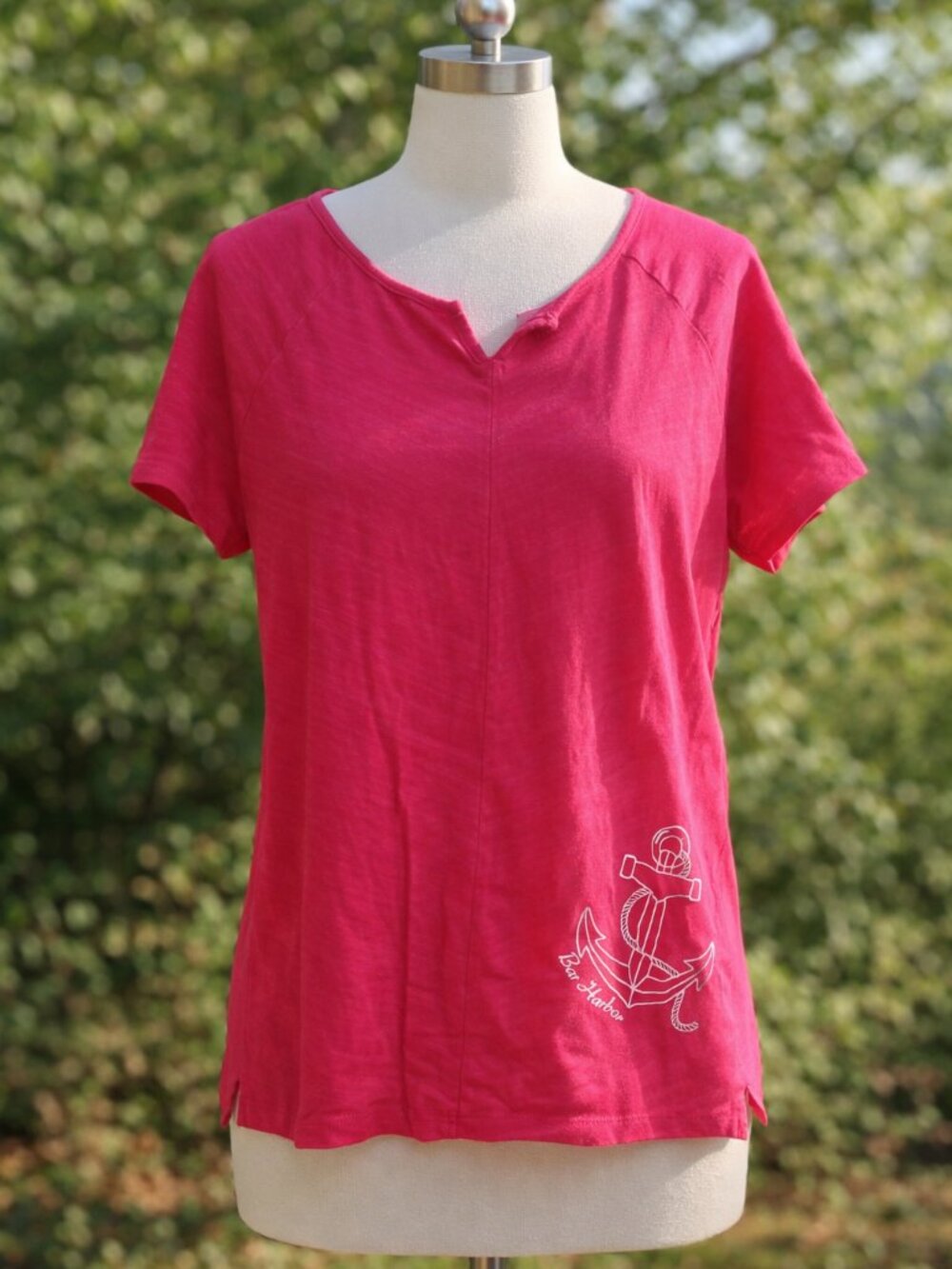 South Pointe Pink Anchor Tee Nautical Graphic Top Women’s Large Casual - Picture 1 of 10